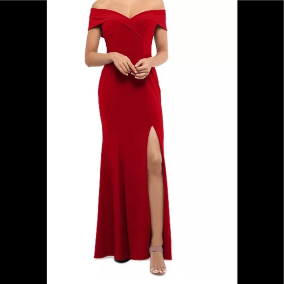 Xscape dramatic off the shoulder red gown size 18w - Picture 1 of 5